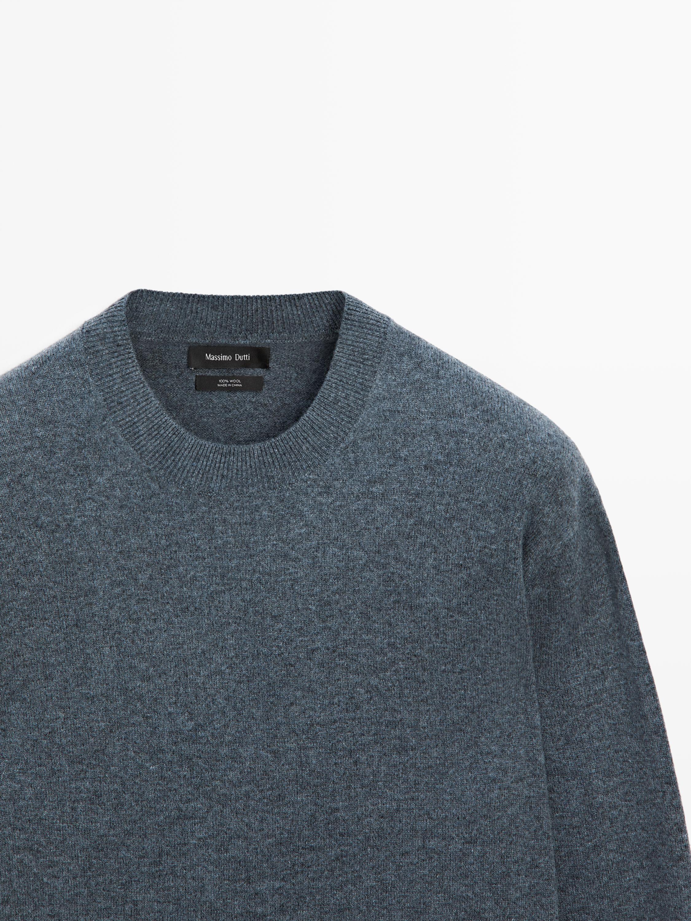 Pull à col rond en maille de laine